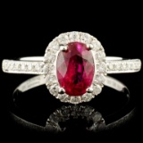 18K Gold 1.21ct Ruby & 0.29ctw Diamond Ring