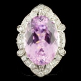 14K Gold 18.34ct Kunzite & 0.88ctw Diamond Ring