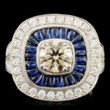 14K Gold 1.14ct Sapphire & 1.82ctw Diamond Ring