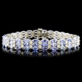 14K Gold 12.00ctw Tanzanite & 2.45ctw Diamond Brac