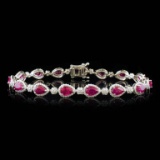 18k White Gold 6.84ct Ruby & 1.61ctw Diamond Brace