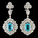 18K Gold 8.40ct Paraiba & 4.52ctw Diamond Earrings