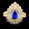 18K Gold 2.18ct Sapphire & 1.91ctw Diamond Ring