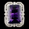 18K Gold 15.40ct Amethyst & 1.10ctw Diamond Ring