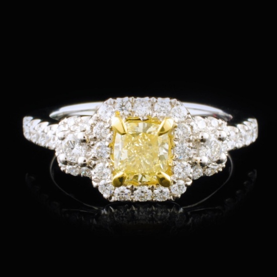 18K White Gold 1.32ctw Fancy Yellow Diamond Ring