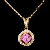 18K Gold 0.70ct Sapphire & 0.47ctw Diamond Pendant