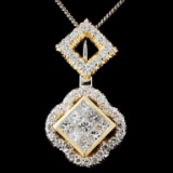 18K Two Tone Gold 1.24ctw Diamond Pendant