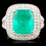 18K Gold 5.50ct Emerald & 1.09ctw Diamond Ring