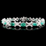 14K Gold 6.10ctw Emerald & 1.85ctw Diamond Bracele