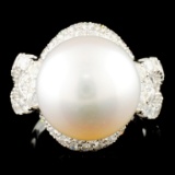 14K Gold 13.00MM Pearl & 1.92ctw Diamond Ring