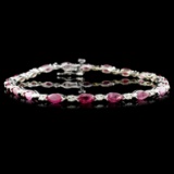 14K Gold 5.26ctw Ruby & 0.30ctw Diamond Bracelet