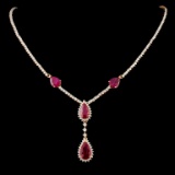 14K Gold 6.93ct Ruby & 3.54ctw Diamond Necklace