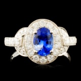 18K Gold 0.95ct Sapphire & 0.67ctw Diamond Ring