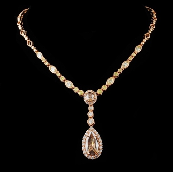 18K Rose Gold 3.87ctw Diamond Necklace