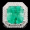 18K Gold 9.68ct Emerald & 3.78ctw Diamond Ring
