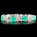 18K Gold 17.70ct Emerald & 2.16ctw Diamond Bracele