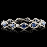 18K Gold 7.10ct Sapphire & 2.54ctw Diamond Bracele