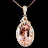 14K Gold 12.86ct Morganite & 0.65ctw Diamond Penda