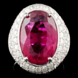 18K Gold 9.33ct Rubellite & 3.11ctw Diamond Ring