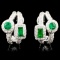 18K Gold 0.87ct Emerald & 0.76ctw Diamond Earrings