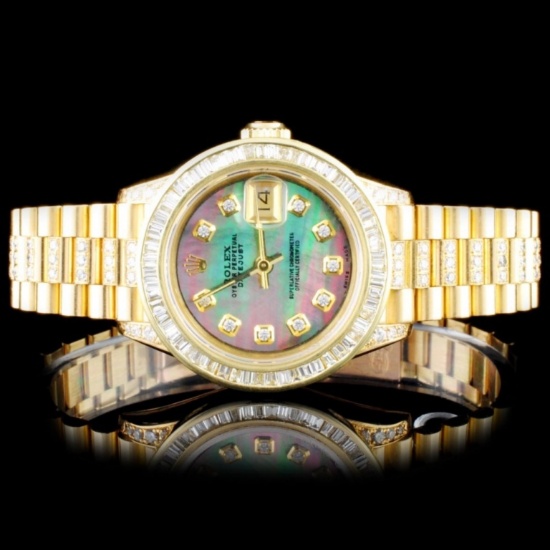Rolex 18K YG DateJust 4.00ct Diamond Lagies Watch