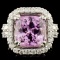 18K Gold 8.23ct Kunzite & 1.35ctw Diamond Ring