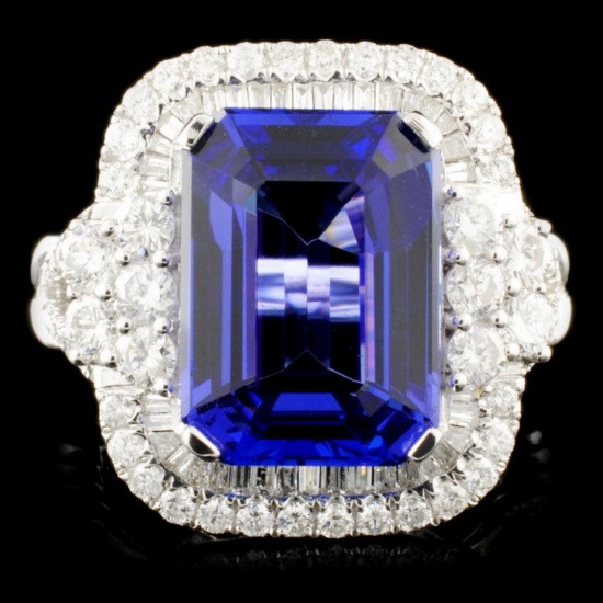 18K Gold 8.12ct Tanzanite & 1.58ctw Diamond Ring