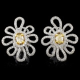 18K White Gold 1.46ctw Fancy Color Diamond Earring