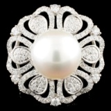 18K Gold 13MM Pearl & 1.61ctw Diamond Ring