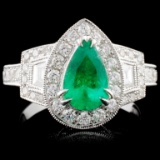 18K White Gold 0.94ct Emerald & 1.13ct Diamond Rin