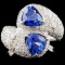 18K White Gold 3.26ct Sapphire & 2.31ctw Diamond R