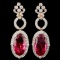 18K Gold 35.22ct Rubellite & 3.40ct Diamond Earrin