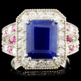 14K Gold 5.18ct Sapphire & 0.84ctw Diamond Ring