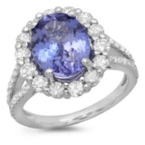 14K Gold 4.00ct Tanzanite & 1.20ct Diamond Ring