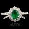 18K Gold 0.55ct Emerald & 0.71ctw Diamond Ring