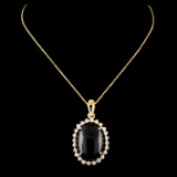 14K Gold Onyx & 0.41ctw Diamond Pendant