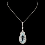 18K Gold 9.30ct Aquamarine & 1.00ctw Diamond Penda