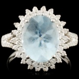 18K Gold 2.83ct Aquamarine & 0.58ctw Diamond Ring