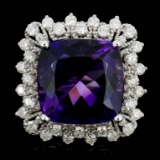 14K Gold 5.00ct Amethyst & 1.00ctw Diamond Ring