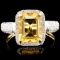 14K Gold 2.00ct Citrine & 0.52 Diamond Ring