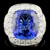 18K Gold 12.50ct Tanzanite & 2.28ctw Diamond Ring