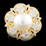 18K Gold 11.50MM Pearl & 2.18ctw Diamond Ring