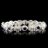 14K Gold 3.34ct Sapphire & 2.11ctw Diamond Bracele