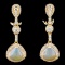 14K Gold 3.30ctw Opal & 1.20ctw Diamond Earrings