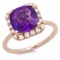 14K Gold 3.00ct Amethyst & .35ct Diamond Ring