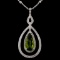 14K White Gold 9.29ct Peridot & 1.95ct Diamond Nec