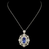 18K Gold 2.90ct Sapphire & 1.56ctw Diamond Pendant