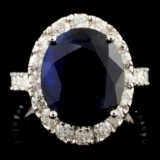 14K Gold 8.00ct Sapphire & 2.00ctw Diamond Ring
