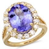 14K Gold 6.00ct Tanzanite & 1.50ct Diamond Ring