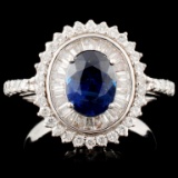 18K Gold 1.97ct Sapphire & 0.78ctw Diamond Ring